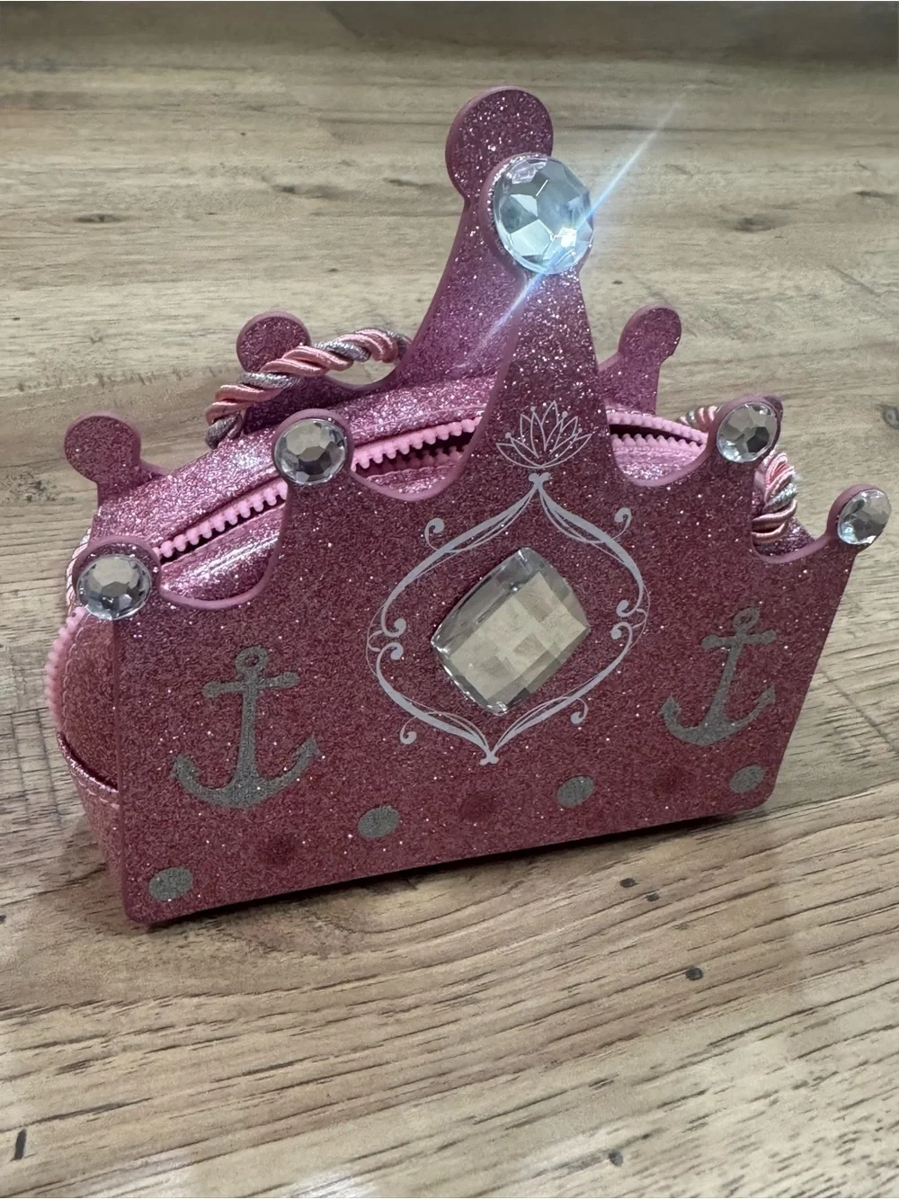 Disney Pink Glitter Princess Crown Crossbody Bag